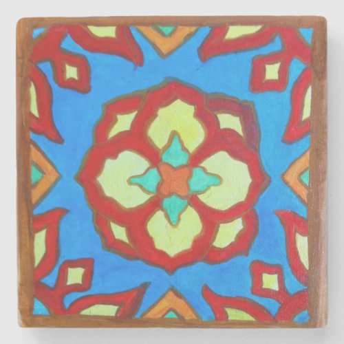 Santa Catalina Island Tile Magnet on Marble Lotus Stone Coaster