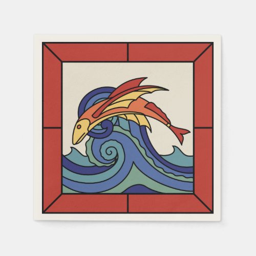 Santa Catalina Island Vintage Flying Fish Tile Napkins