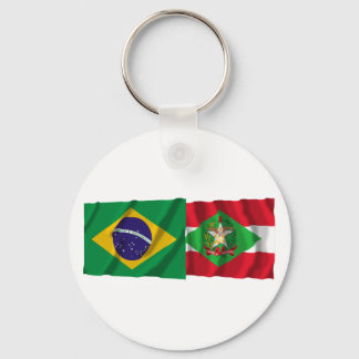 Santa Catarina & Brazil Waving Flags Keychain