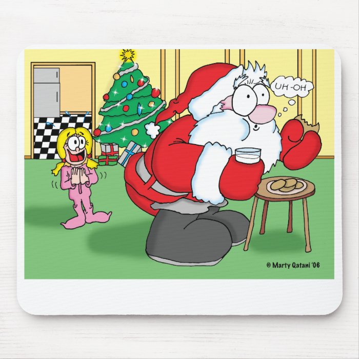 Santa Caught Eating Milk and Cookies Mousepad