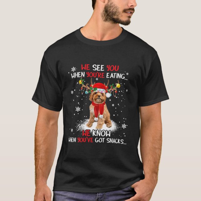 Santa Cavoodle Reindeer Light Christmas Pajama  T-Shirt (Front)