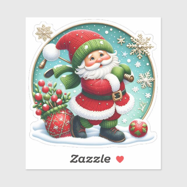 Santa Celebrates Christmas in Wonderland Sticker (Sheet)
