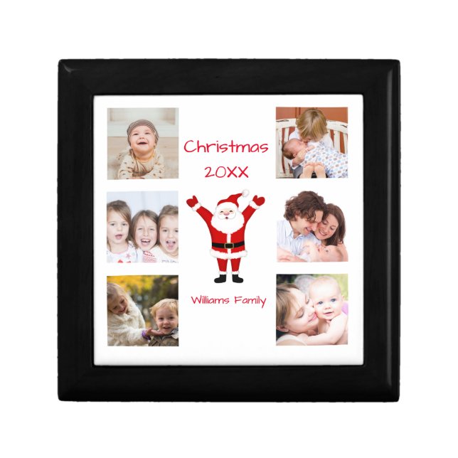 Santa Celebrates Multi Photo Name Gift Box (Front)