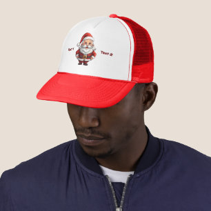 Santa Center Artwork With Dual Name Placement Red Trucker Hat