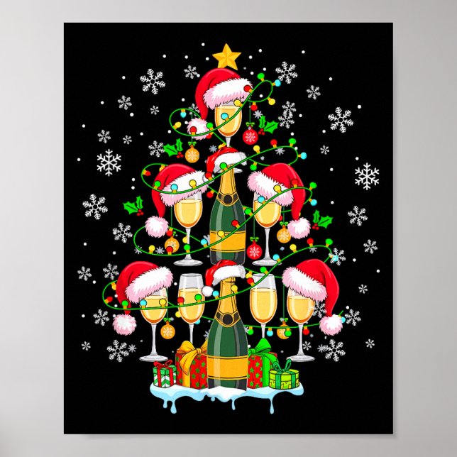 Santa Champagnes As Christmas Tree Matching Drinke Poster (Front)