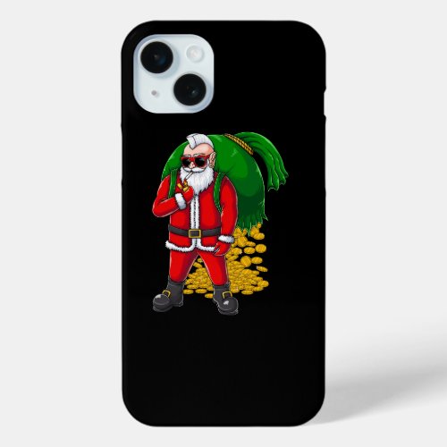 santa character carrying a bag of gold coins iPhone 15 plus case