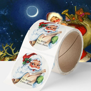 Santa Checking His List Add Child's Name Giftwrap Classic Round Sticker