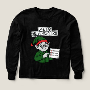 Santa Checking List Funny Comic Tee