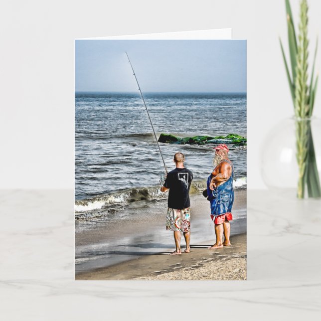 Santa Checking Out Rehoboth Fisher... - Customized Holiday Card (Front)