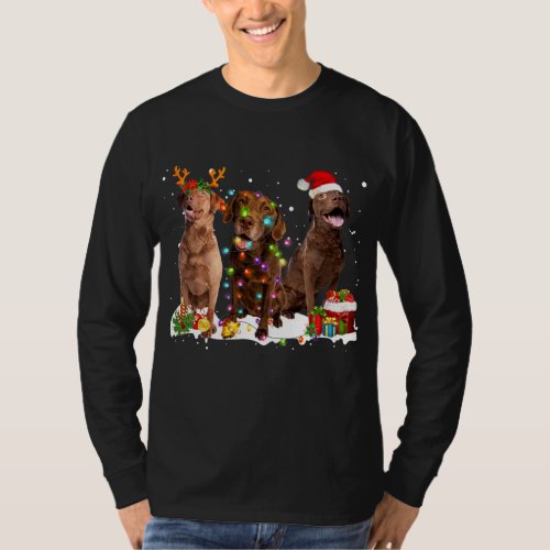Santa Chesapeake Bay Retriever Dog Reindeer T_Shirt