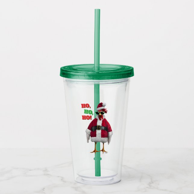 Santa Chicken Acrylic Tumbler (Front)
