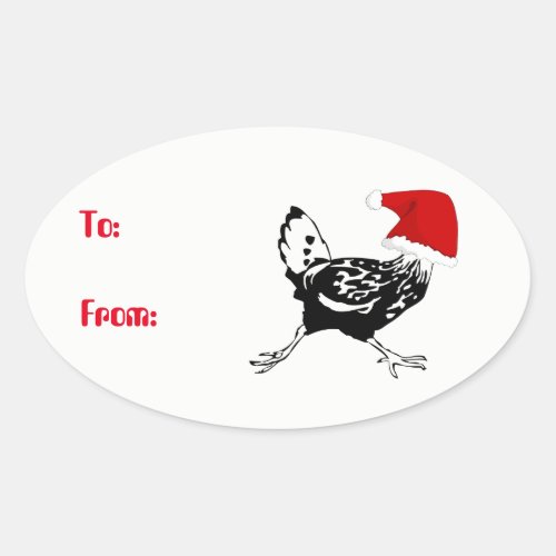 Santa Chicken Christmas Gift Tag Stickers