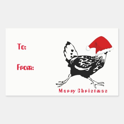 Santa Chicken Christmas Gift Tag Stickers