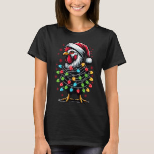 Santa Chicken Christmas Lights Funny Xmas Chicken T-Shirt