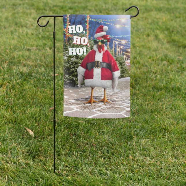 Santa Chicken Garden Flag (In SItu)