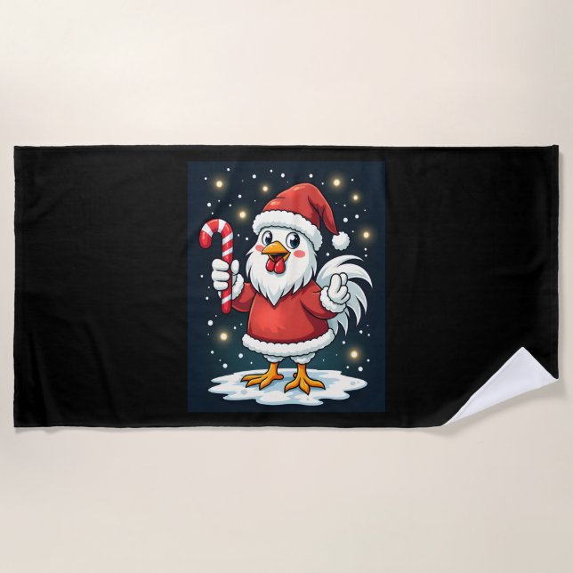 Santa Chicken Joy Beach Towel (Front)
