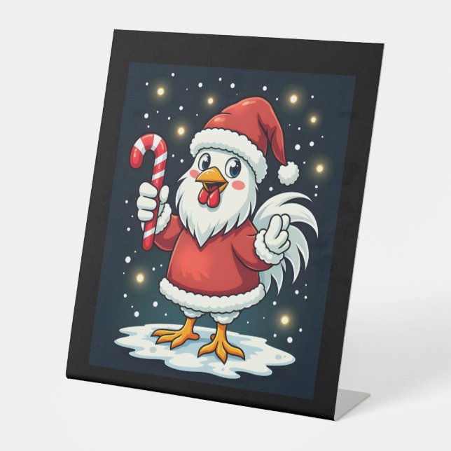 Santa Chicken Joy Pedestal Sign (Front)