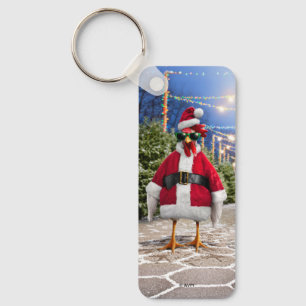 Santa Chicken Keychain