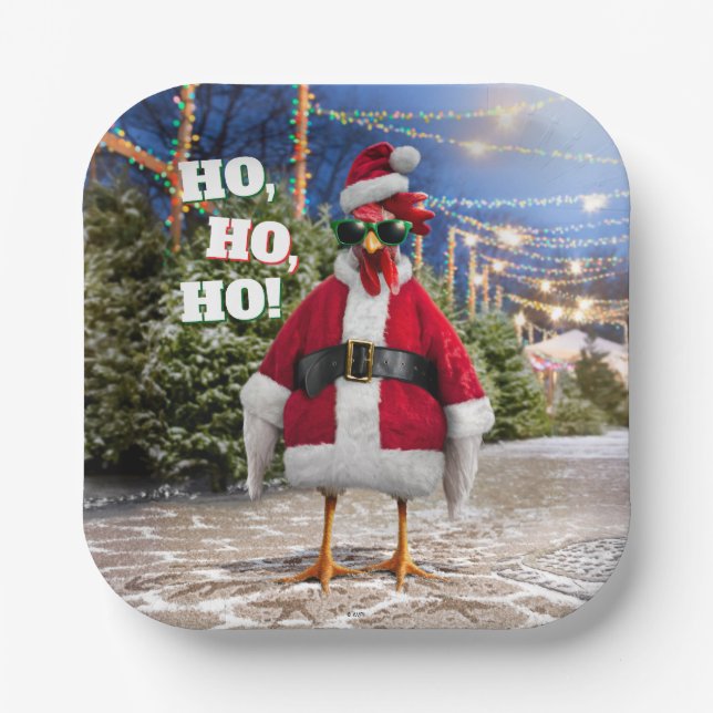 Santa Chicken Paper Plates (Front)