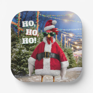 Santa Chicken Paper Plates