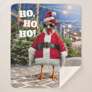 Santa Chicken Sherpa Blanket