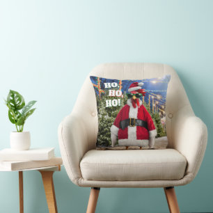 Santa Chicken Throw Pillow