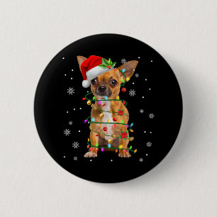 Santa Chihuahua Christmas Lights Xmas Dog Lover Me Button