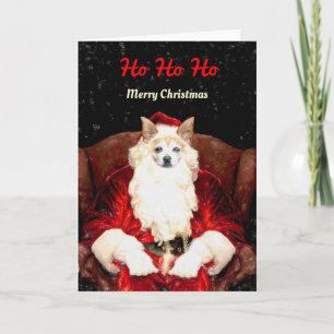 Santa Chihuahua Dog Red Funny Cute Holiday Card