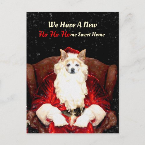 Santa Chihuahua Dog Red Funny New Address Moving Postcard