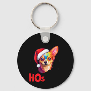 Santa Chihuahua Dog There's Some Hos In This House Keychain