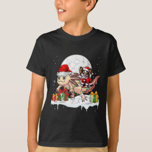 Santa Chihuahua Riding Axolotl Christmas Owner Kid T-Shirt