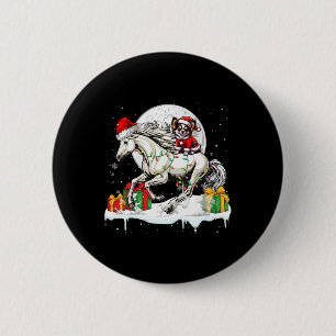Santa Chihuahua Riding Horse Christmas Owner Kids  Button