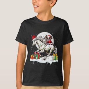 Santa Chihuahua Riding Horse Christmas Owner Kids  T-Shirt