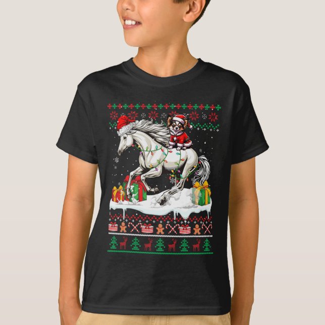 Santa Chihuahua Riding Horse Christmas Sweater Lov (Front)