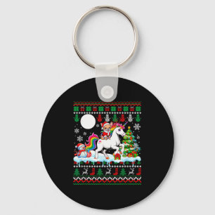 Santa Chihuahua Riding Unicorn Sweater Christmas O Keychain