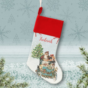 Santa Children Dog Vintage Car Snow Christmas Tree Christmas Stocking