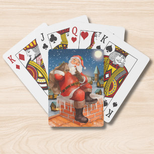 Santa Chimney Christmas Eve Delivery Poker Cards