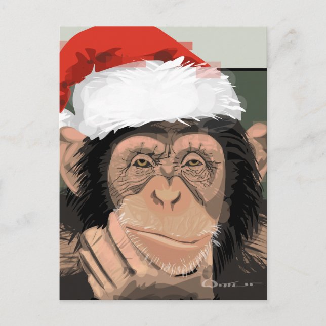 Santa Chimp Holiday Postcard (Front)
