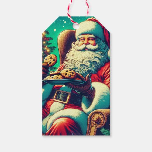 Santa Chocolate Chip Cookies  Vintage Christmas Gift Tags