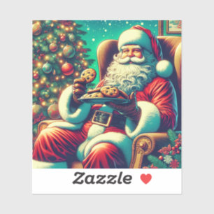 Santa Chocolate Chip Cookies Vintage Christmas Sticker