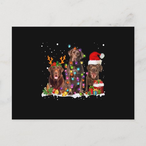 Santa Chocolate Labrador Dog Reindeer Christmas Pa Postcard