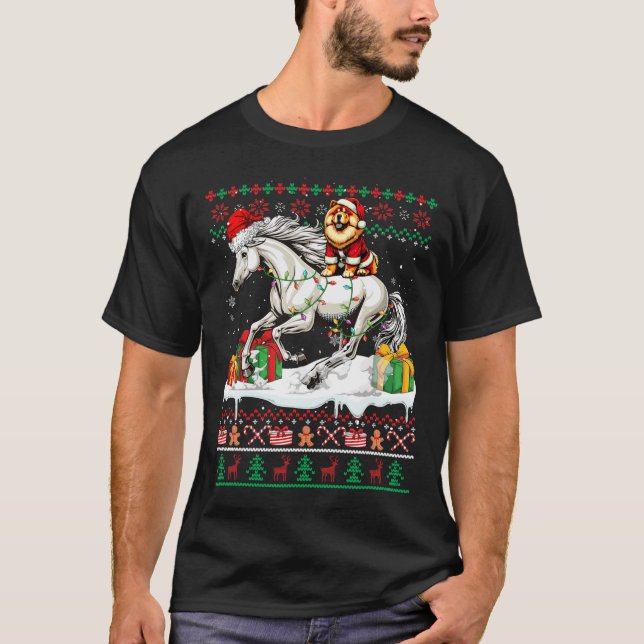Santa Chow Chow Riding Horse Christmas Sweater Lov (Front)
