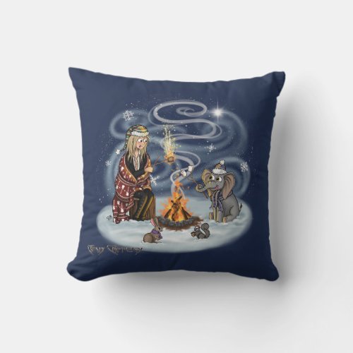 Santa Chris  Wilbur Fireside Friends Throw Pillow