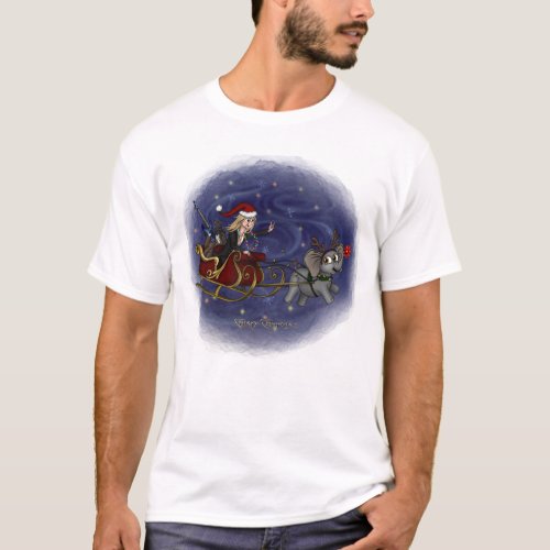 Santa Chris  Wilbur Sleigh Ride Adult light T_Shirt