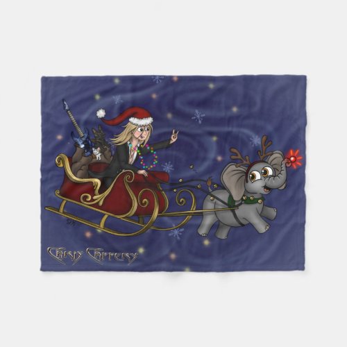 Santa Chris  Wilbur Sleigh Ride Fleece Blanket