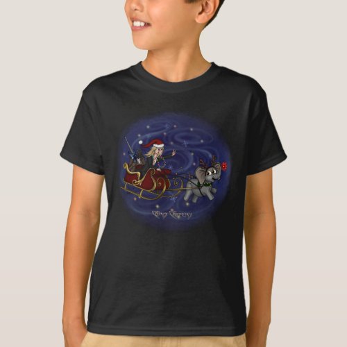 Santa Chris  Wilbur Sleigh Ride Kids T_shirt