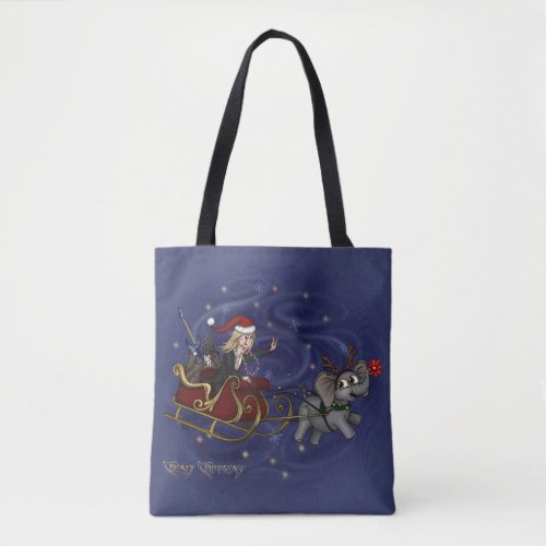 Santa Chris  Wilbur Sleigh Ride  Tote Bag