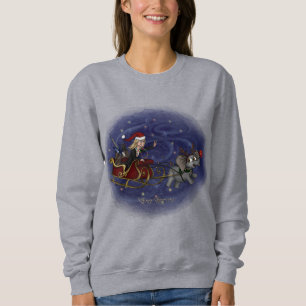 Santa Chris & Wilbur Sleigh Ride Women's Sweatshirt