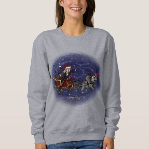 Santa Chris  Wilbur Sleigh Ride Womens Sweatshirt