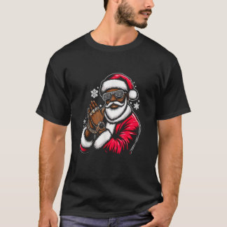 Santa Christmas African American Pyjamas Cool Blac T-Shirt